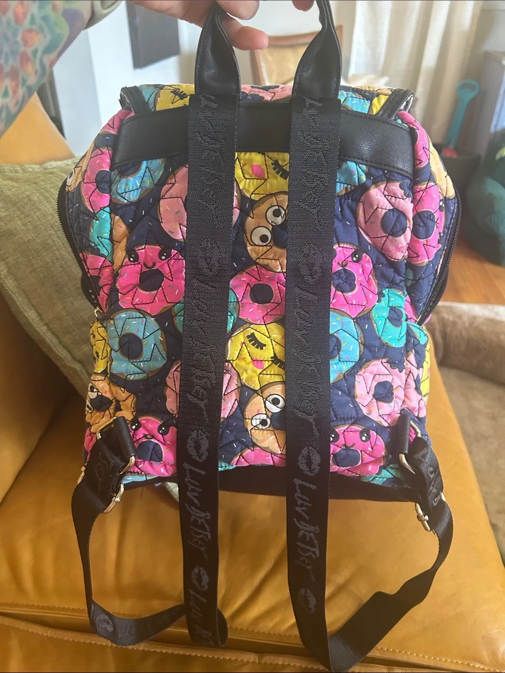 Kids Donut Print Quilted Backpack - Multicolor
